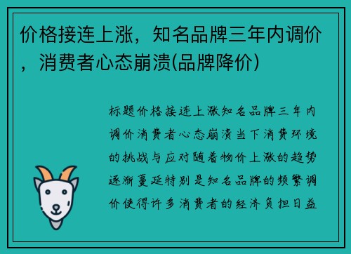 价格接连上涨，知名品牌三年内调价，消费者心态崩溃(品牌降价)